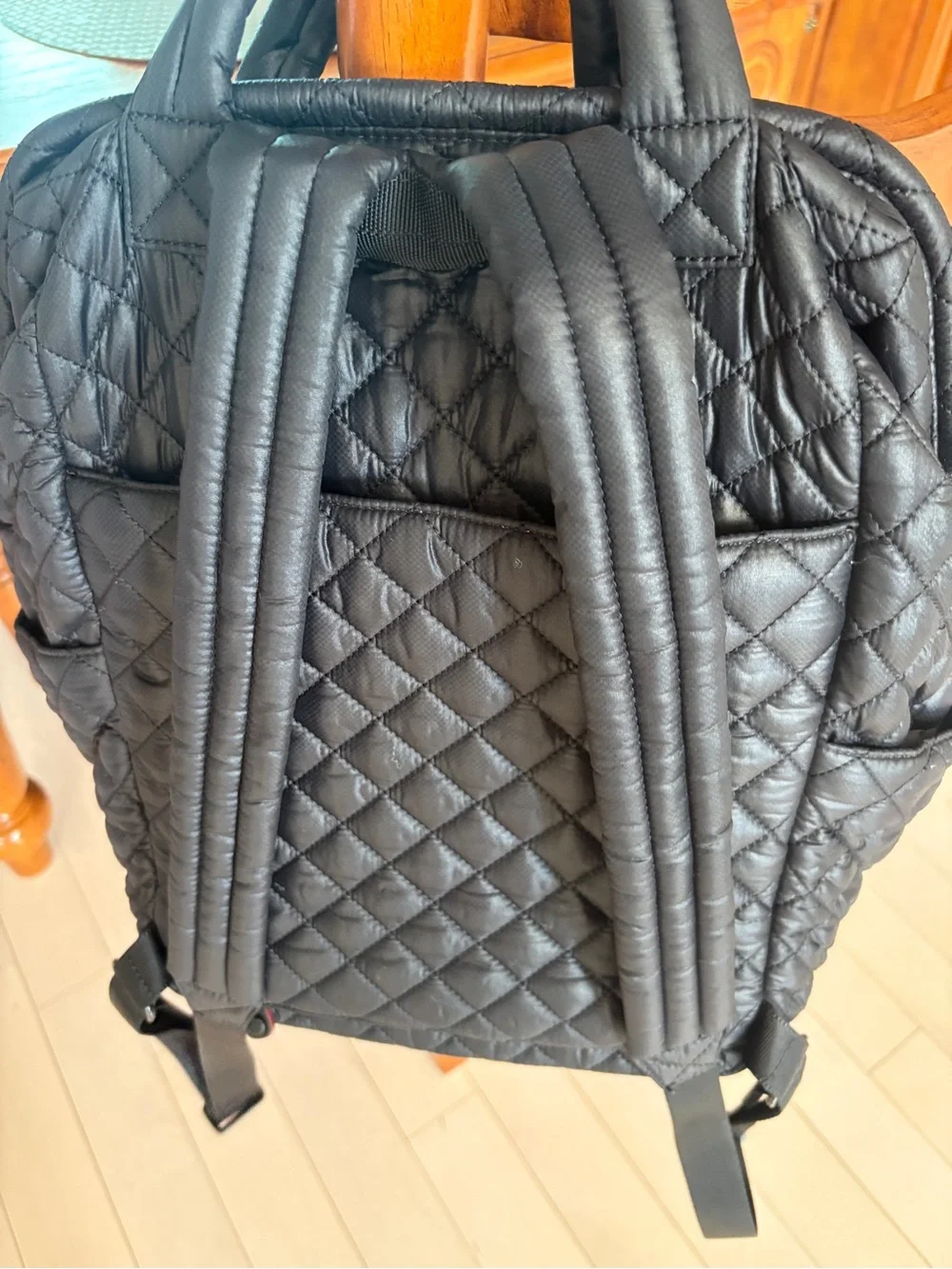 MZ Wallace Quilted Black frame Tote Backpack